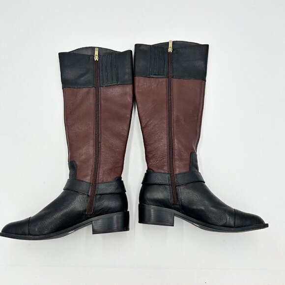 Vince Camuto Leisha Brown Black Leather 6.5 M 36.5 Knee High Riding Boots - Picture 6 of 13